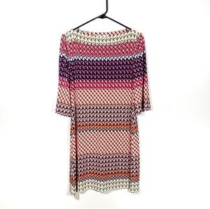 Donna Morgan Boat Neck Midi Retro Shift Dress